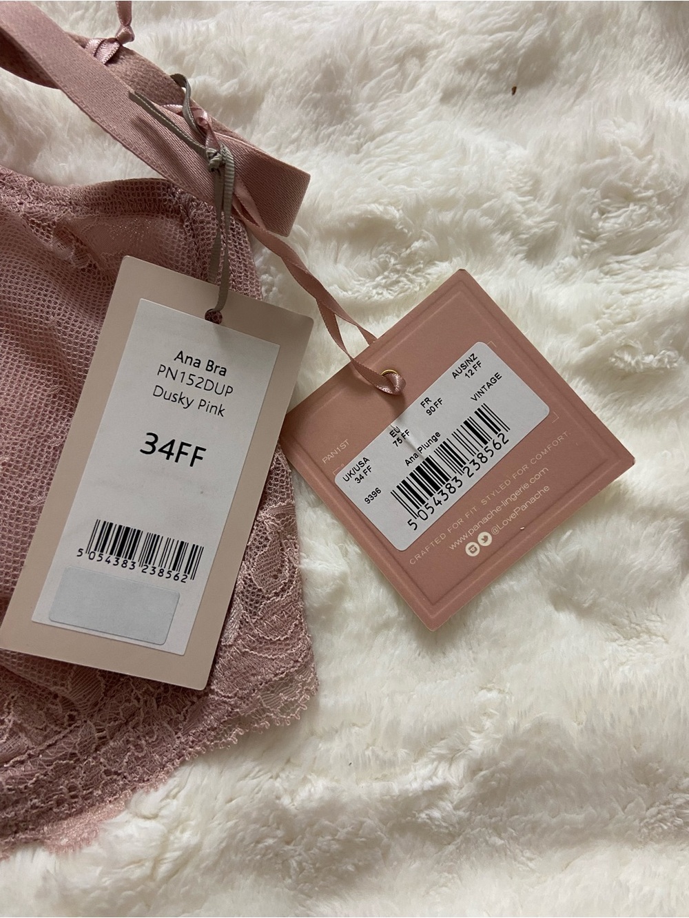 New! Panache Ana Plunge Bra Dusky Pink Lace Underwire 34FF NWT 39165 - Picture 8 of 11